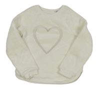 Smetanová chlupatá mikina se srdíčkem Okaidi