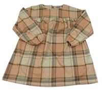 Béžovo-brosktovo-hnědé kostkované šaty Next