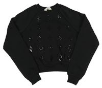 Černá crop mikina s flitry H&M