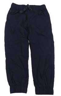 Tmavomodré plátěné podšité cuff kalhoty Topolino