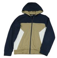 Tmavomodro-béžovo-bílá propínací mikina s kapucí S. Oliver 