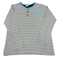 Šedo-bílé pruhované triko s nápisem Y.F.K.