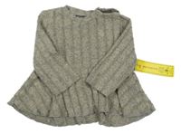 Nové - Béžovo-šedý melírovaný žebovaný svetr Shein