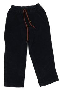 Tmavomodré manšestrové kalhoty 