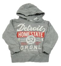 Šedá mikina s nápisy a kapucí C&A