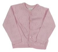 Růžový propínací svetr s motýlky Ergee 