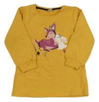 Hořčicová mikinová tunika se srnkou Kiki&Koko