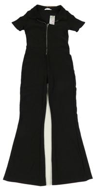 Nové - Černý žebrovaný kalhotový overal s límečkem Primark