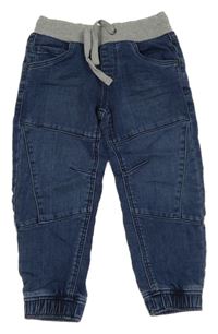 Tmavomodré teplákové cuff rifle se šedým pasem Topolino