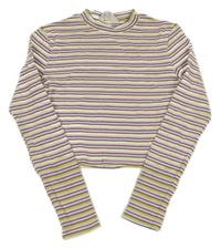 Barevné pruhované žebrované crop triko H&M