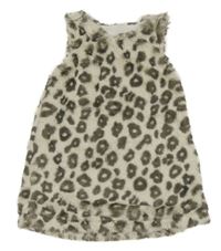 Smetanovo-hnědé vzorované kožešinové podšité šaty Nutmeg