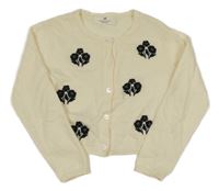 Smetanové svetrové bolerko s květy zn H&M