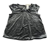 Stříbrná sametová halenka s mašlí