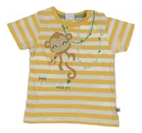 Žluto-bílé pruhované tričko s opičkou Bubble Gum