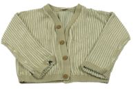 Olivovo-béžový pruhovaný propínací svetr Next