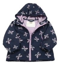 Tmavomodrá softshellová květovaná bunda s kapucí infinity