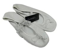 Nové - Bílé plátěné třpytivé baleríny s mašlemi Dunnes vel. 31