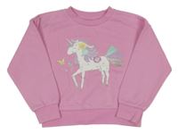 Růžová oversize mikina s jednorožcem Primark