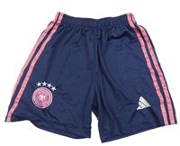 Tmavomodro-růžové fotbalové kraťasy Deutscher s logem Adidas