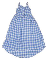 Světlemodro-bílé kostkované dlouhé šaty Lindex