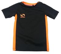 Černo-křiklavě oranžové funkční sportovní tričko s logem Sondico