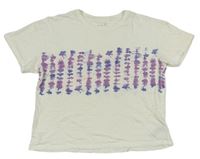 Smetanové melírované tričko s fialovo-modrým batikovaným vzorem zn. Next