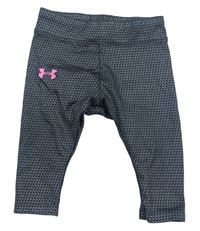 Černo-šedé vzorované funkční sportovní legíny s logem UNDER ARMOUR