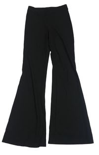 Černé žebrované flare kalhoty H&M