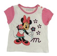 Bílo-růžové tričko s Minnie Disney