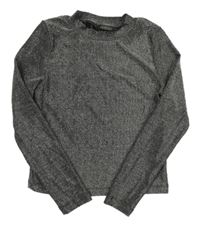 Černo-stříbrné melírované slavnostní crop triko PRIMARK