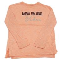 Korálové melírované úpletové mikinotriko s nápisy YD