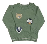 Khaki svetr se zvířátky Nutmeg