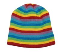 Barevná pruhovaná pletená čepice