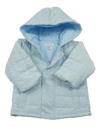 Světlemodrá prošívaná šusťáková zateplená bunda s kapucí Amore