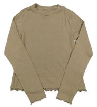 Hnědošedé žebrované crop triko M&S