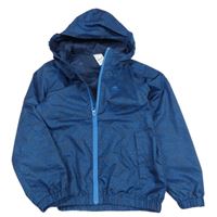 Tmavomodrá kostkovaná vzorovaná šusťáková funkční bunda s kapucí Quechua