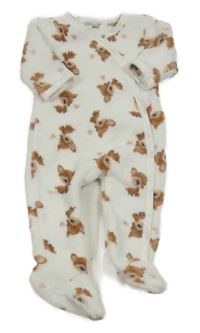 Bílá plyšová kombinéza se srnkami a srdíčky Ergee