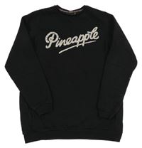 Černá dlouhá mikina s logem a kamínky Pineapple