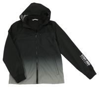 Černo-šedá ombré softshellová bunda s odepínací kapucí H&M