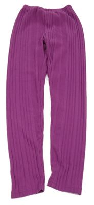 Borůvkové žebrované úpletové kalhoty 