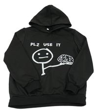 Černá mikina s obrázkem a kapucí 