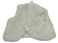 Bílé kožešinové podšité bolérko s mašlí H&M