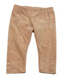 Pudrové žebrované sametové legíny s knoflčky