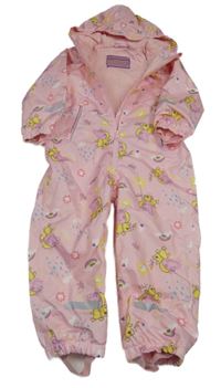 Světlerůžová šusťáková jarní kombinéza s Peppa Pig a kapucí