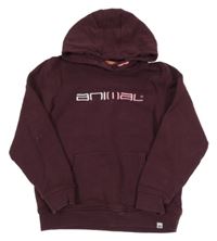 Mahagonová mikina s logem a kapsou a kapucí animal