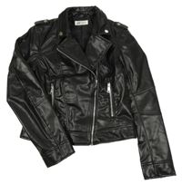 Černý koženkový jarní crop křivák s límečkem H&M