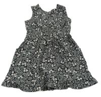 Černý kytičkovaný kraťasový overal s volánky Next