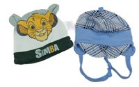 2x - Čepice - Světleolivovošedo-tmavokhaki se Simbou Disney, kostkovano/modrá zavazovací s kšiltem 