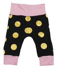 Černo-růžové turecké tepláky se zlatými puntíky 