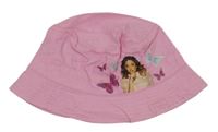 Nové - růžový plátěný klobouk s Violettou a motýlky Disney